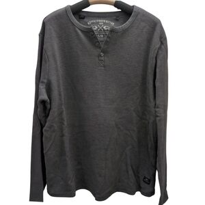 Buffalo David Bitton Charcoal Long Sleeve Henley Shirt Size L Casual Essential